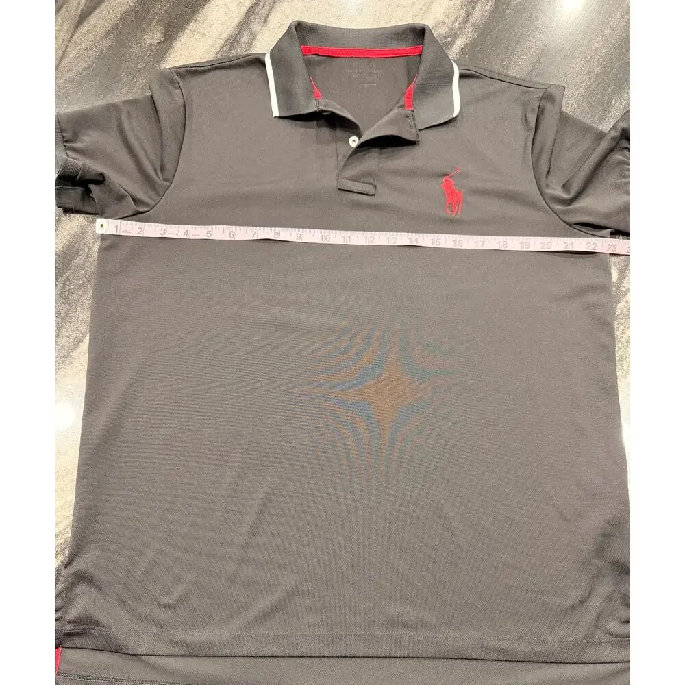 Polo Ralph Lauren Performance Large Big Pony Black Red White Stretch Golf Shirt